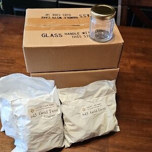 Gold Twist Lids & Glass Jars Mini. 36 Lids And Jars